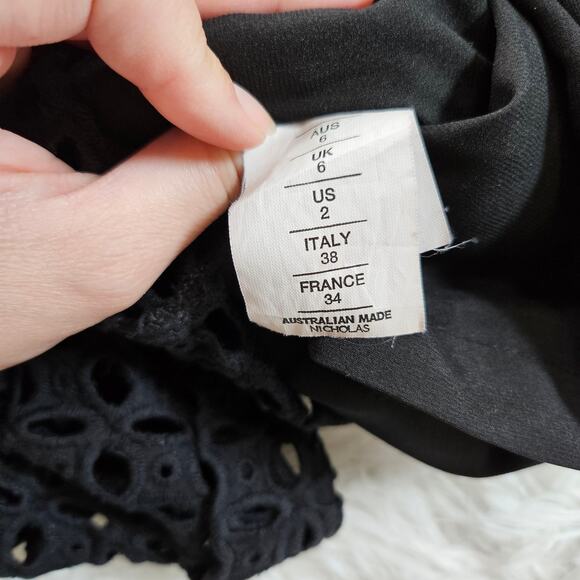 Revolve NICHOLAS Women's Black‎ Sleeveless Eyelet Side Cutout Midi Dress. Size 2 - Picture 8 of 9